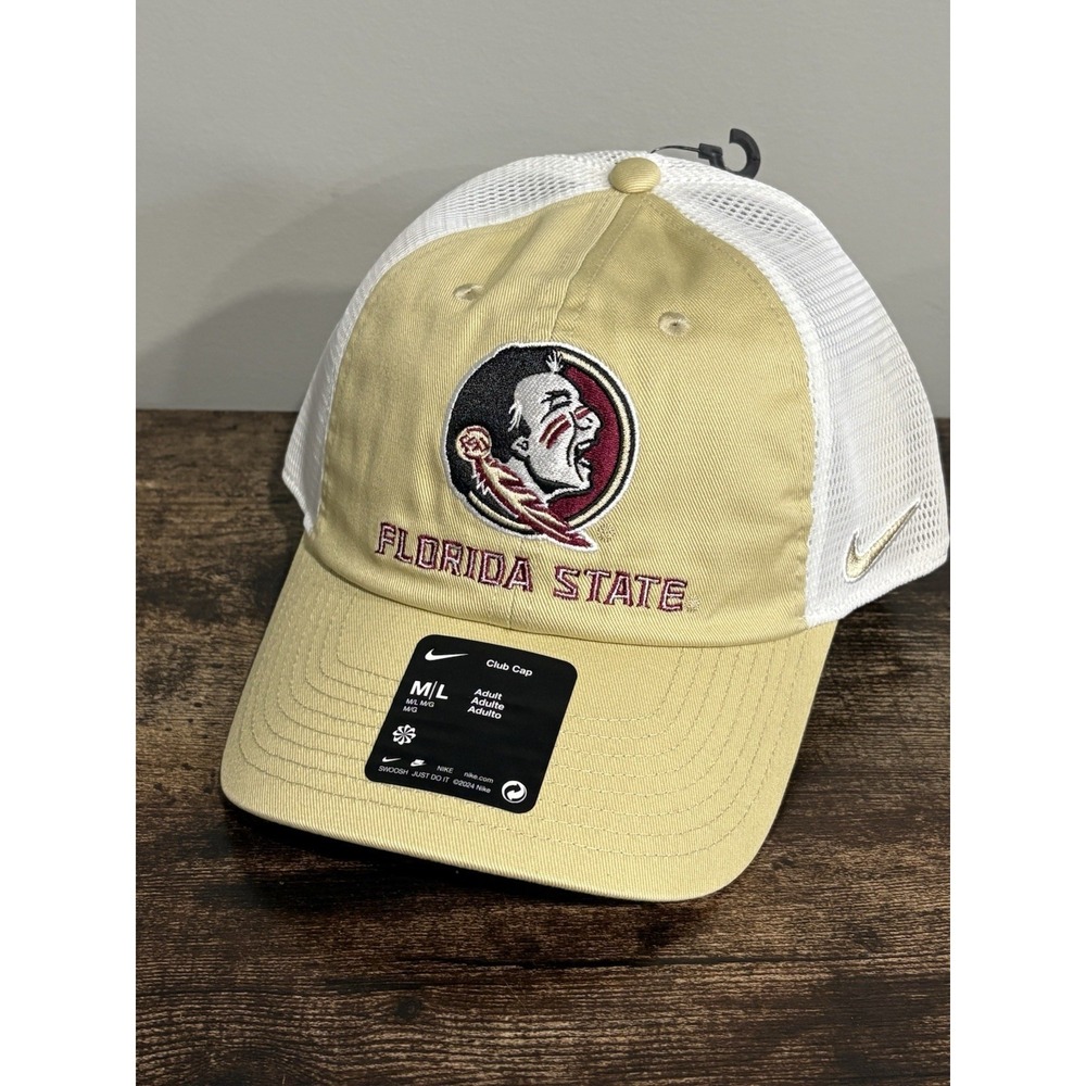 Nike Florida State Seminoles Hat Cap Mens Adjustable Tan NCAA FSU Club Cap M-L